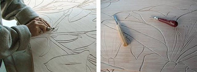 wood being etched
